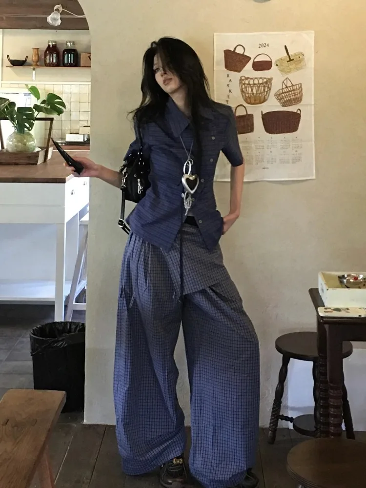 الفرنسية خمر منقوشة قميص غير رسمي المرأة قصيرة الأكمام Y2k بلايز اليابانية 2000s الصيف قميص غير النظامية الأمريكية الرجعية 90s تي شيرت