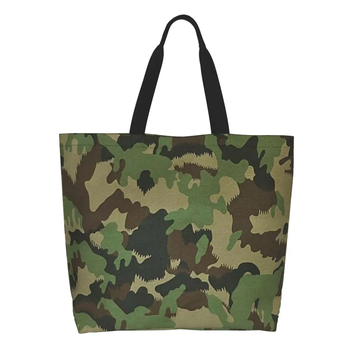 TAZ 90 Swiss Camo Military Tactical Gear Army Camouflage Shopping Tote Bag Canvas Shoulder Bag Shopper Grocery Handbag for Women