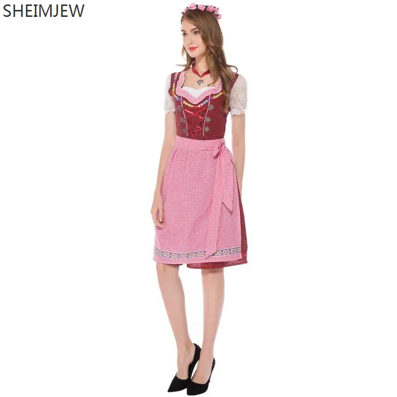 Germany Oktoberfest Beer Girl Dirndl Dress Halloween Bavarian Traditional Beer Maid Cosplay Costumes Halloween Carnival Outfit