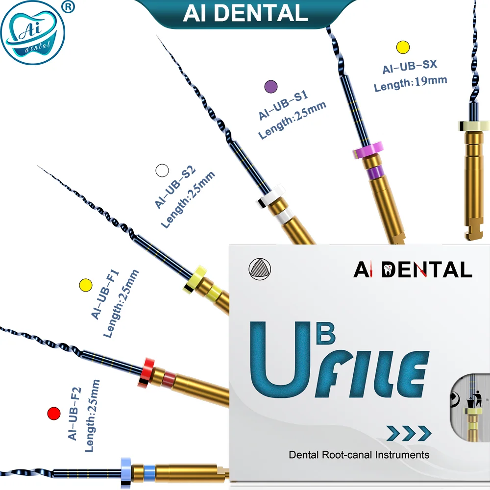 

AI-UB loving File Endodontic Rotary Root Canal Files Drills USA original PU model NiTi Alloy Dental Material 19/25mm MaxTech 6.0