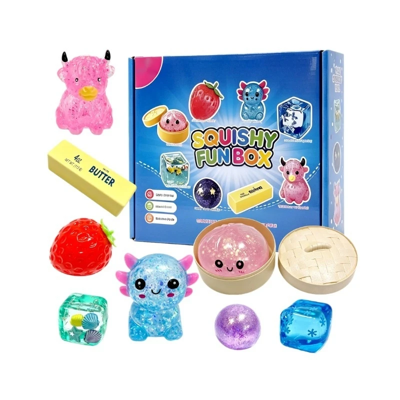 8 szt./zestaw Miotła Cukrowa Squishy Zabawka Senzoryczna Leczyca Stres i Napięcie z Powolnym Odbiciem, Blind Box dla Dorosłych, Zabawa na Biurku