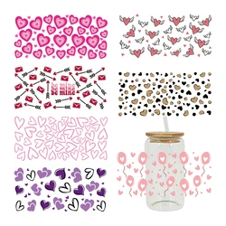 UV DTF Transfers Stickers, Cup Wraps, Love Printed for DIY Glass, Ceramic Metal Leather, Valentine's Day, 3D, 16oz D8332