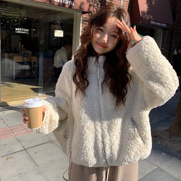 

Lamb Wool Jacket Korean Dongdaemun High Quality Clothing Woman Matching Corresponding Agreeing Harmonizing Coordinating Neutral