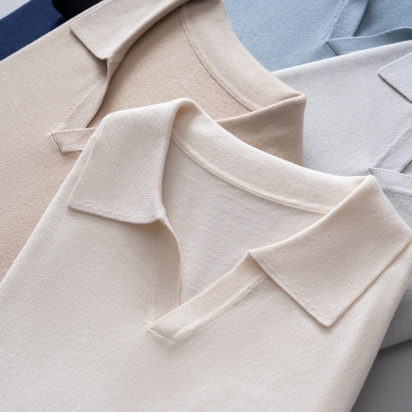Luxury Men's Short Sleeve Knitted POLO Shirt 85% Silk 15% Cashmere Fashion Pullover Vest Soft Comfortable Breathable Top Summer.
