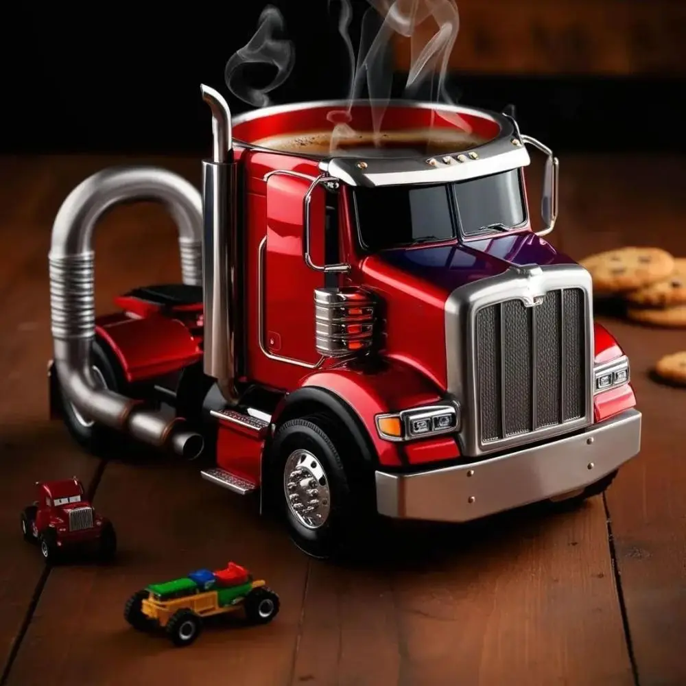 Durable Truck Coffee Mug 11 Ounces Handcrafted Coffee Cup Semi-trailer Shaped Semi Truck Semi-Truck Coffee Mugs Men Coffee Cup