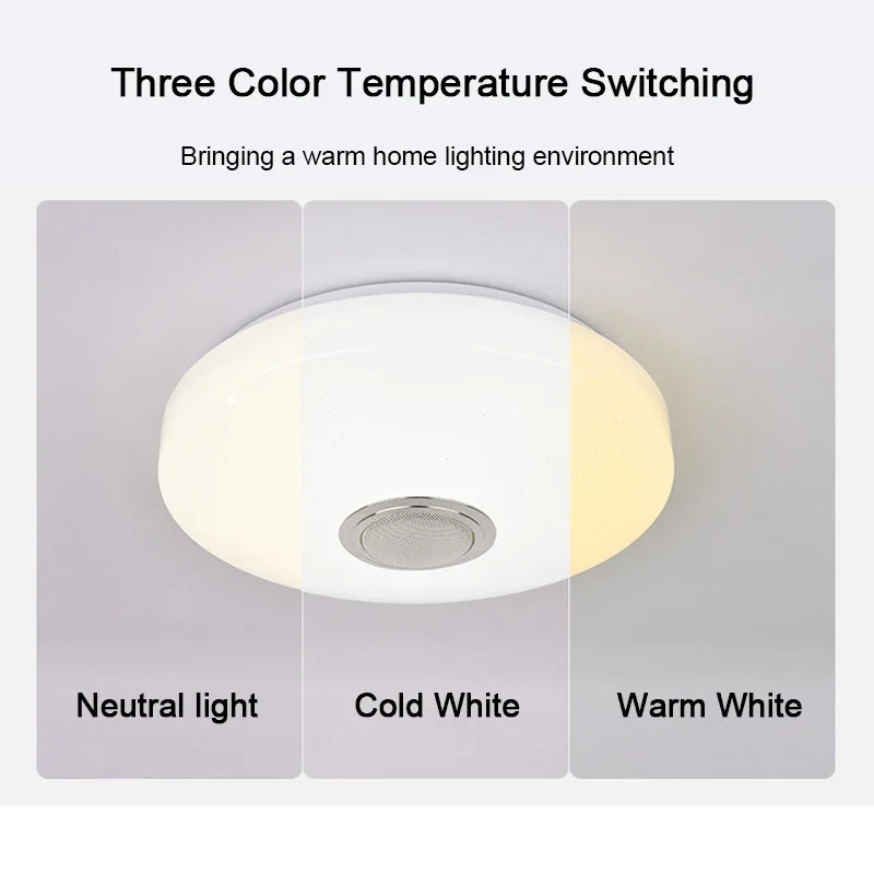 مصابيح السقف RGB السقف الذكي الإضاءة الحديثة التيار المتناوب 220 فولت الموسيقى عن بعد التطبيق التحكم سمّاعات بلوتوث ديكور داخلي