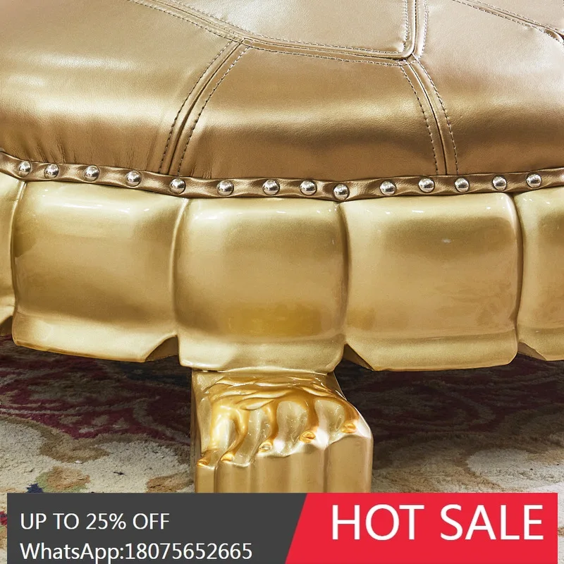 MJY European Style Solid Wood gold Turtle Stool Living Room Home Shoe Changing Sofa Footstool