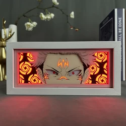 Caja de luz Anime Jujutsu Kaisen Sukuna Yuji Itadori Eye Face lámpara para sala de juegos, decoración de Manga 3d, lámpara de mesa Papercut, madera