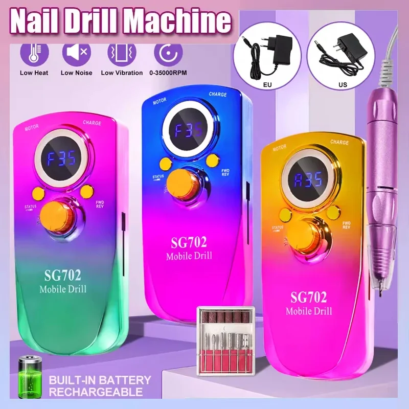 

Rechargeable Electric Nail Drill Machine USB Connect Low Noise Manicure Sander with Drill Set Nail Polish Remover for Personal U