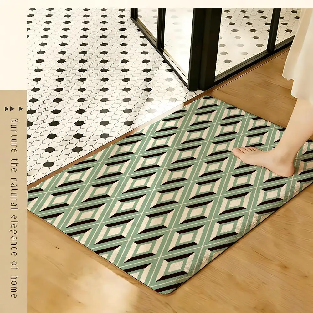 

Creative Cross Texture Floor Mat Soft Flannel Rug Non-Slip Absorbent Mat for Bathroom Bedroom Home Decor