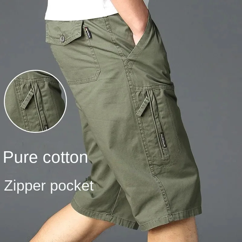

Мужские хлопковые шорты-карго 3/4 длины, летние, свободного кроя, повседневные капри