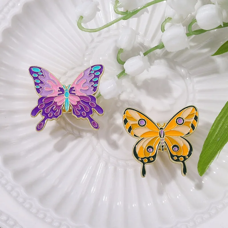 5pcs/Set Beautiful Butterfly Enamel Pin Papilio memnon Delias pasithoe Brooch Hat Lapel Badge Accessories Gift Jewelry Wholesale