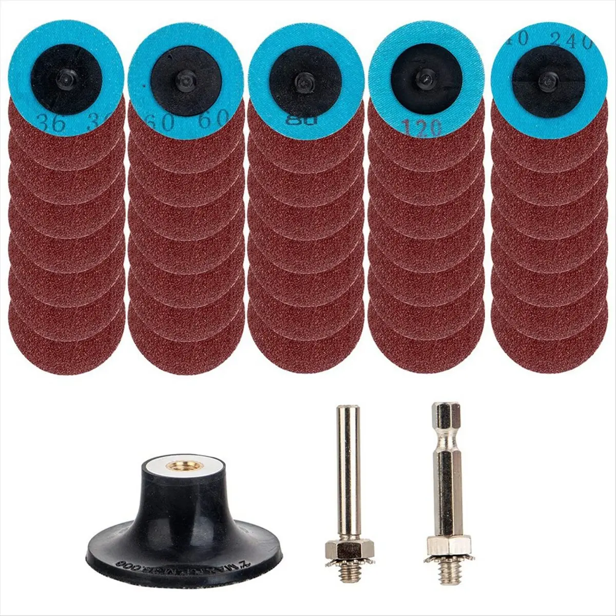 BHBL 40 Pcs Quick Change Discs Set, 2 Inch A/O Sanding Discs with 1/4 Inch Holder, Conditioning Discs for Grinder