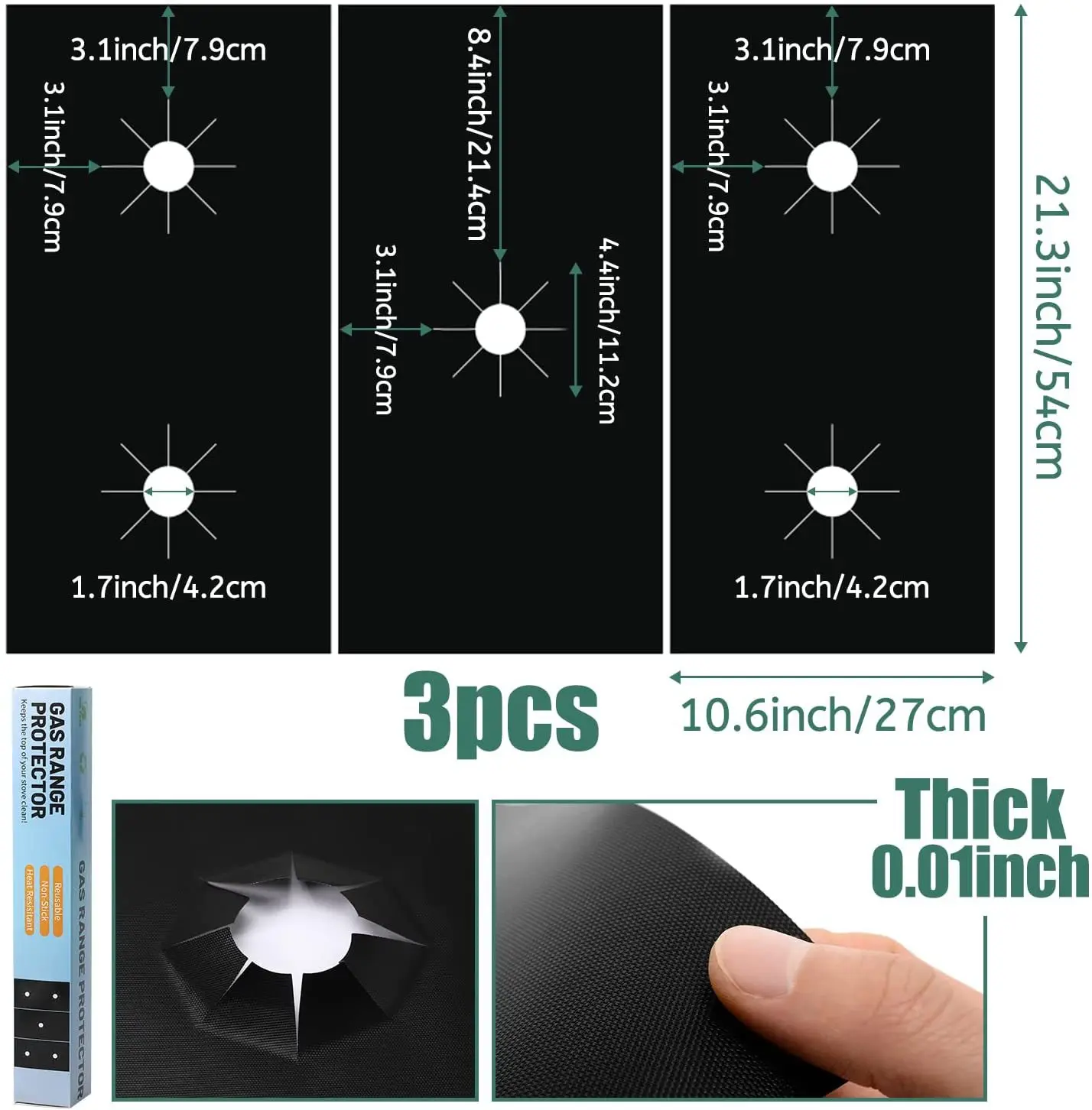 재사용 가능한 가스 스토브 패드 보호 커버, 5 홀, 주방 청소, 오염되지 않는 스틱 방지, 스토브 탑 스크래치 보호 패드, 1 세트