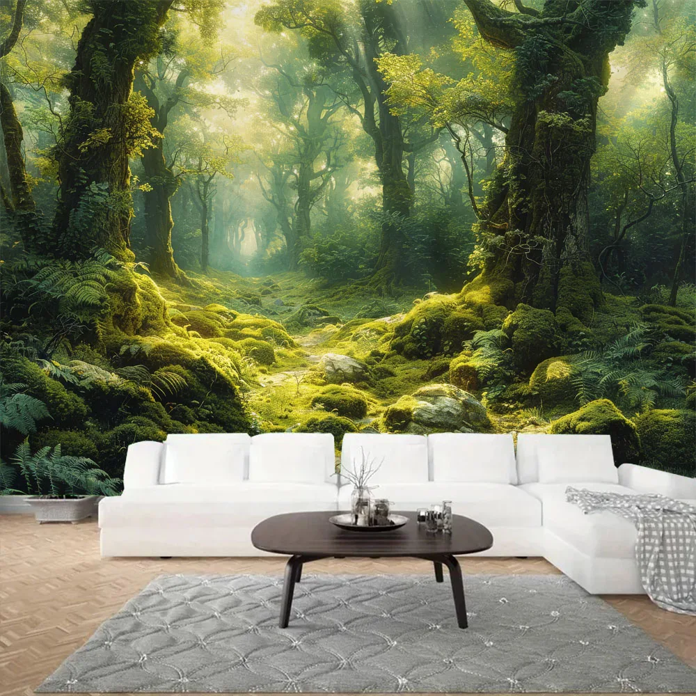 

Green Jungle Tapestry, Tropical Rainforest Background Poster, Home Decoration Wall Hanging Cloth, Living Room Fabric Mural