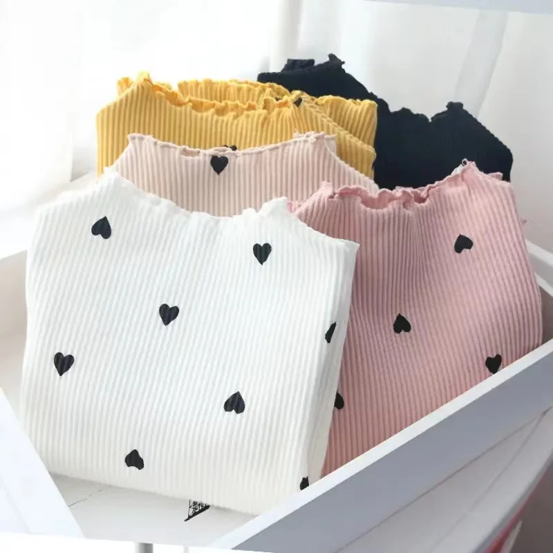 Cotton Baby Girls T-Shirt Long Sleeve Spring Kids Turtleneck Bottoming TShirts for Children Girl Tops Clothes