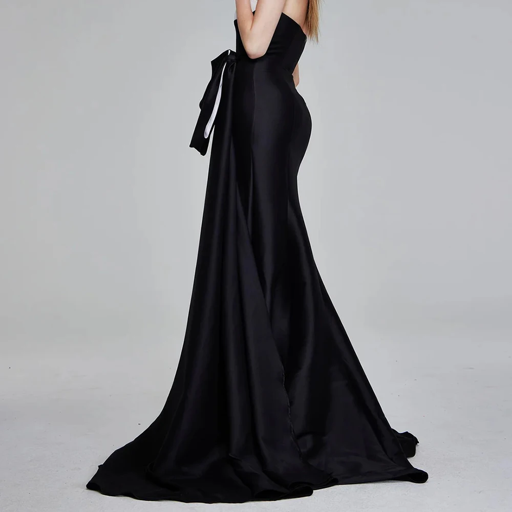 Customized Mermaid Evening Dresses Floor-length Strapless Sleeveless Prom Gown Fashion Side-split Draped Backless Party Gown