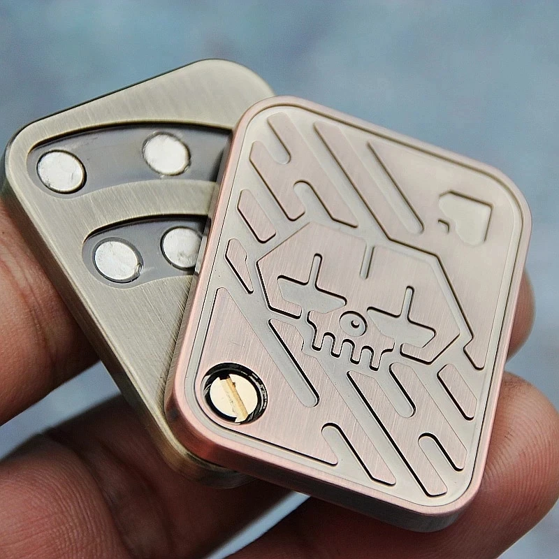 KK AA Fidget Slider Metall Schädel Push Slider Stress Relief Spielzeug Anti Stress EDC Top Spinning Poker Spielzeug Erwachsene Geschenke – Detail 2