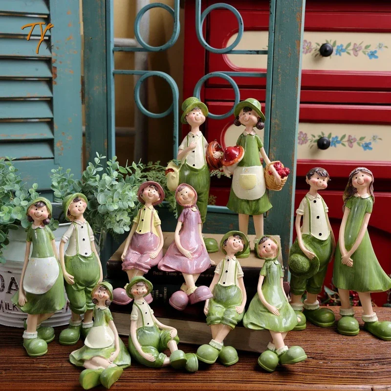 

New Garden Style Green Fairy Resin Crafts Flower Pot Decoration Home Living Room Bedroom Desktop Cartoon Character Display Gift