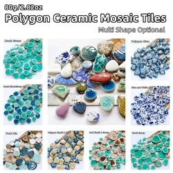 80g/2.82oz Fragments Porcelain Mosaic Tiles Ceramic Mosaic Making Materials 5.5mm Polygon/Oval/Round Pattern DIY Craft Tile