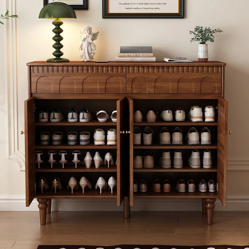 

Ergonomic Nordic Shoe Cabinet Wooden Natural House Space Saving Shoe Rack Salon Wood Luxury Designer Zapatero Hotel Furniture