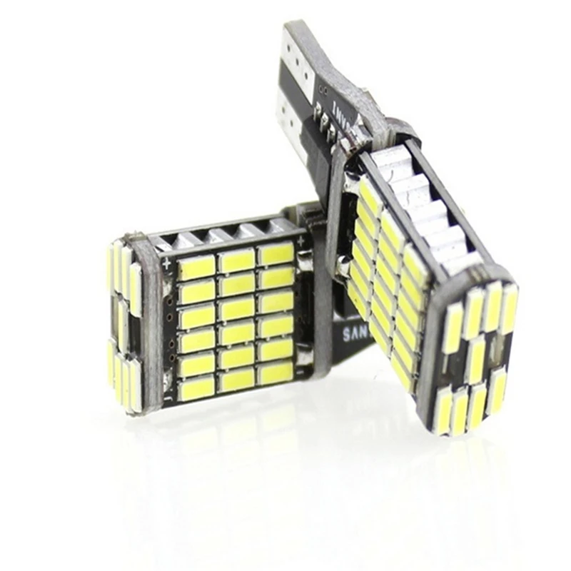 2Pcs High Power Auto Bulb   White DC 12V Car Reverse Back Light T15 W16W 45 SMD 4014  Turn Signal Lamp LED Canbus