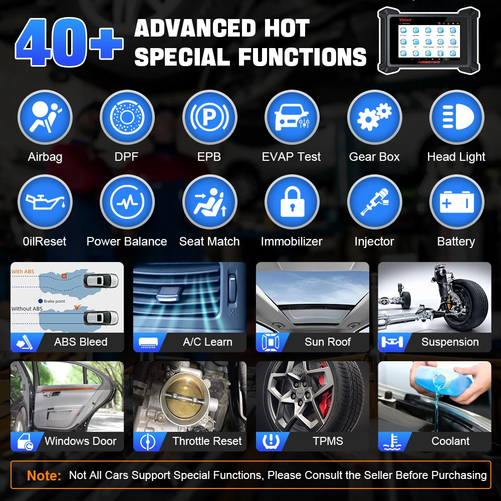VIDENT ISmart810 Car Diagnostic Tool Topology Map Scanner Bidirectional Scan Tool ECU Coding Key Programming 40 Resets