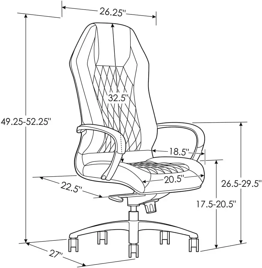 Modern Ergonomic Sterling Genuine Leather Executive Chair with Aluminum Base - Dark Teal Blue