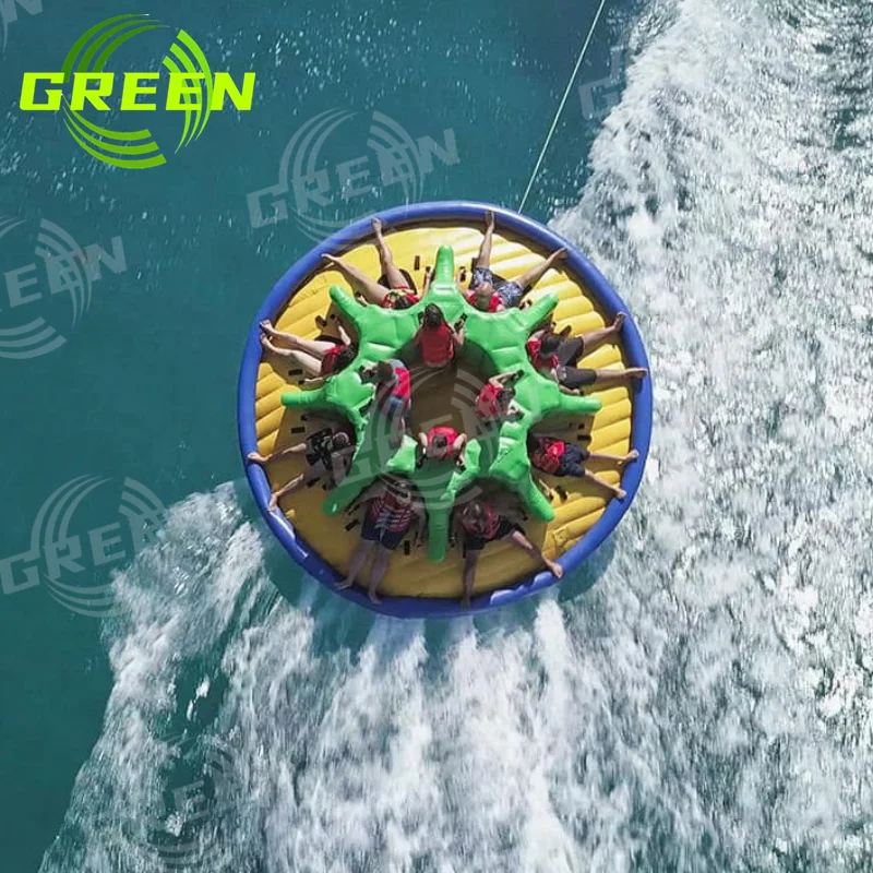 Green Water Sports and Entertainment Inflatable Towable Tube Disco Boat Raft Sea Disco Boat Pulpo Twister Inflatable Disco Boat