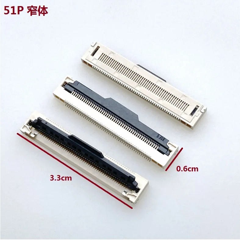 For FPC/FFC connector 0.5MM 51P front flip, narrow body 51 pins, LCD socket, buckle