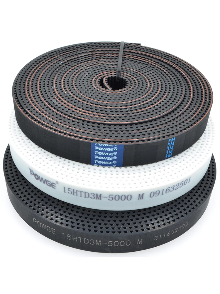 POWGE PU Czarny Pasek rozrządu HTD 3M Otwarty, szerokość 6-40mm, poliuretan, stal, guma, neopren, włókno szklane, pasek rozrządu HTD3M, laser CNC — zdjęcie 2