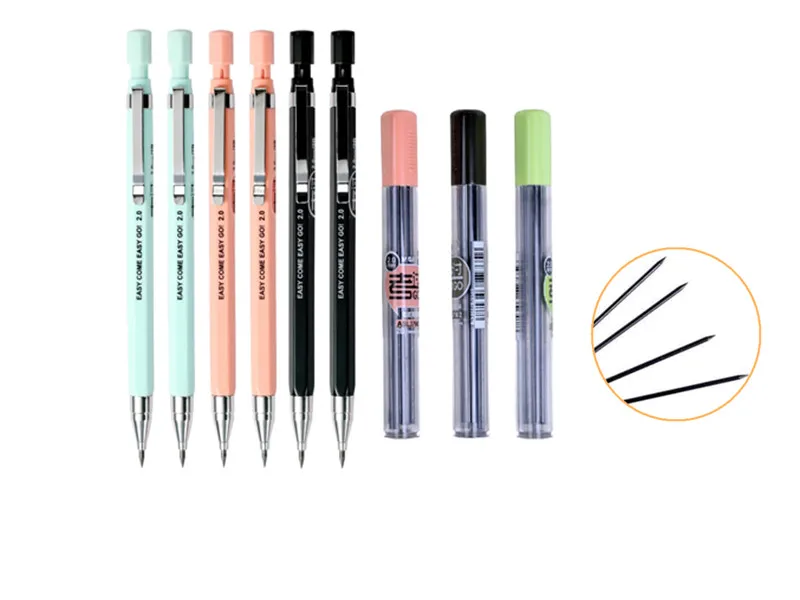 2.0 thick lead automatic pencil push pencil pupils can replace 2B lead