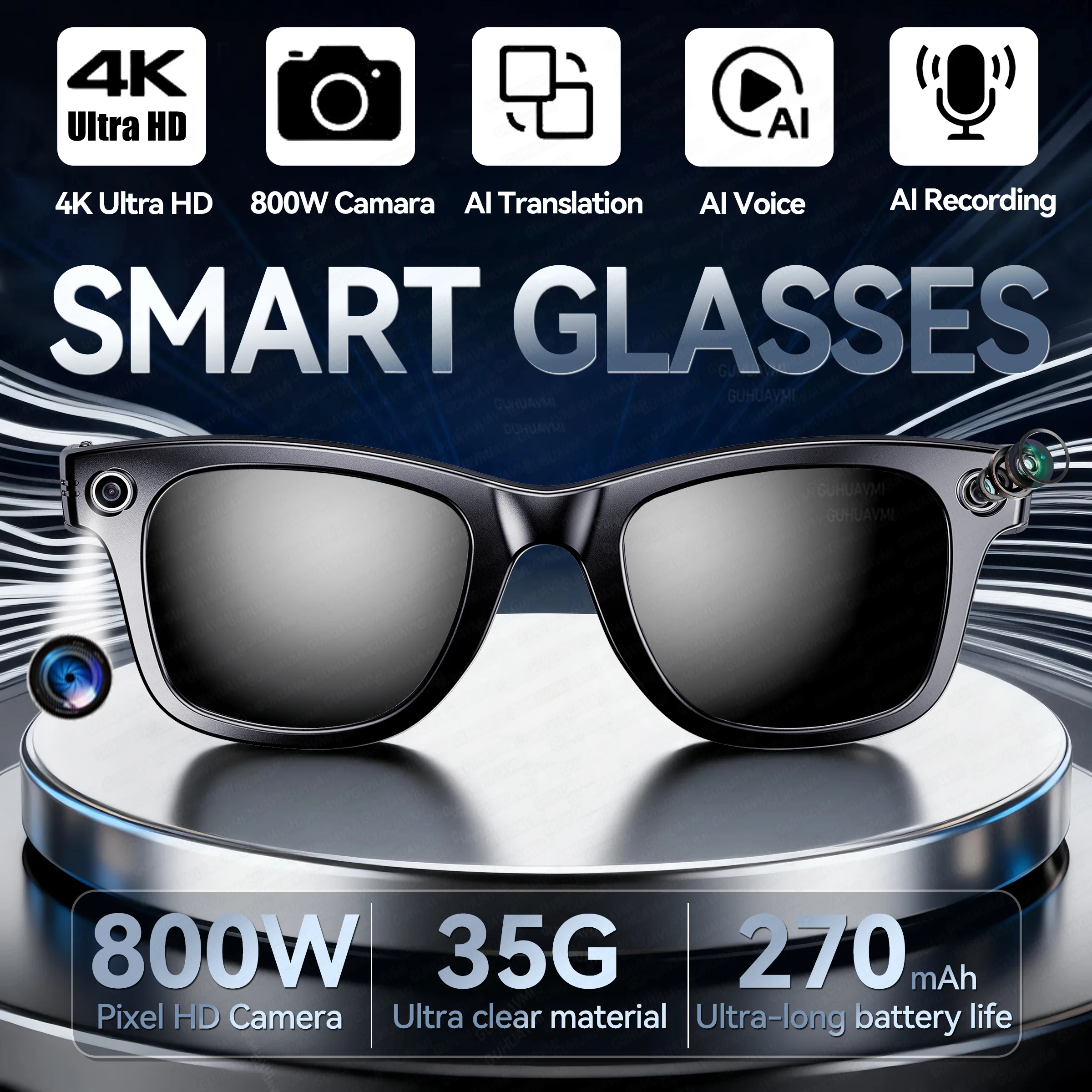 

2025 New Smart Glasses Men 800W 4K HD Dual-Camera Take Photo Recording Translation Bluetooth Call Sport AI Glasses Women For IOS