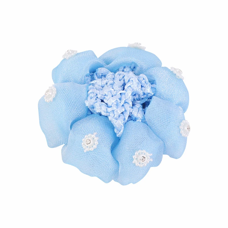 جديد أزهار لطيفة الفتيات كعكة الشعر شبكات سنود قابل للتعديل الاطفال الباليه الرقص الصف فحص مرونة الشعر صافي مشبك شعر الملحقات #4