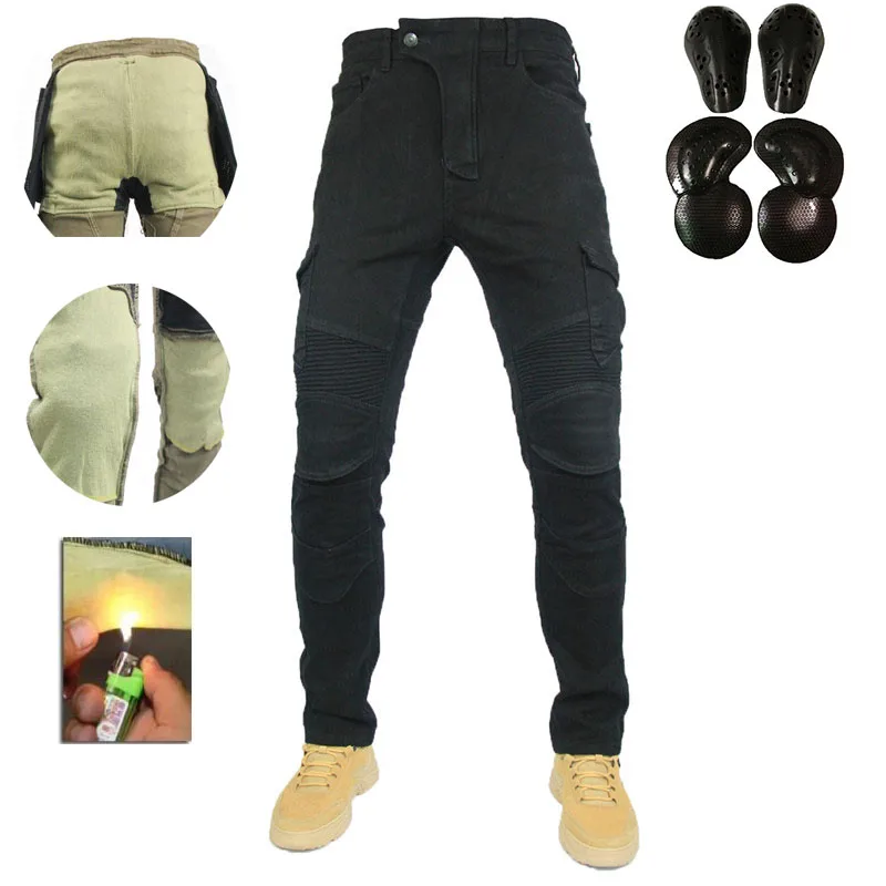 

Motorcycle riding protection pants inner strap Kevlar wear-resistant fire insulation material With 4 Hip Knee Protectors