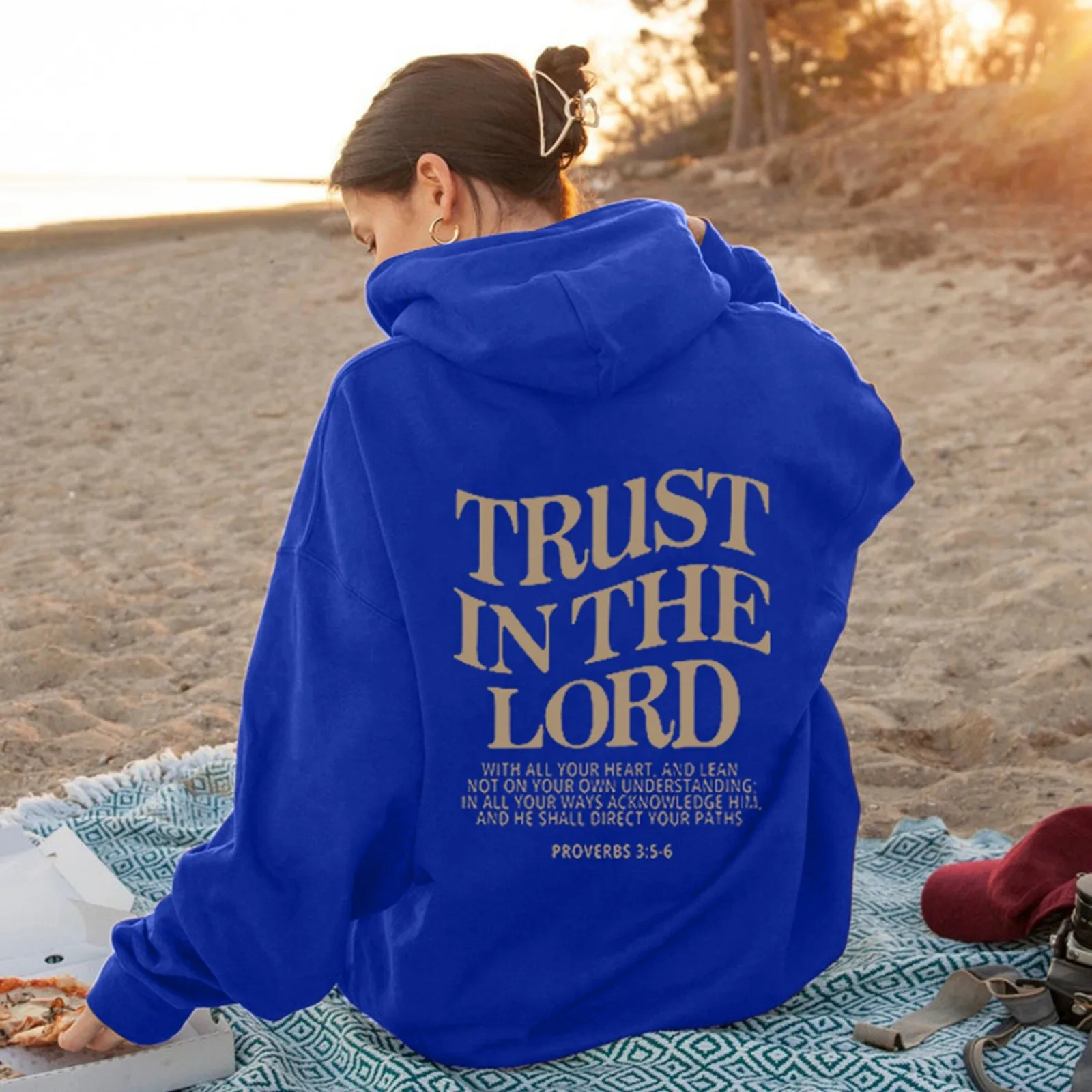 

Women's Hoodies Trust in The Lord Hoodies Retro Christian Hooded Pullovers Trendy Aesthetic Printed Daily Pullovers Hoodies