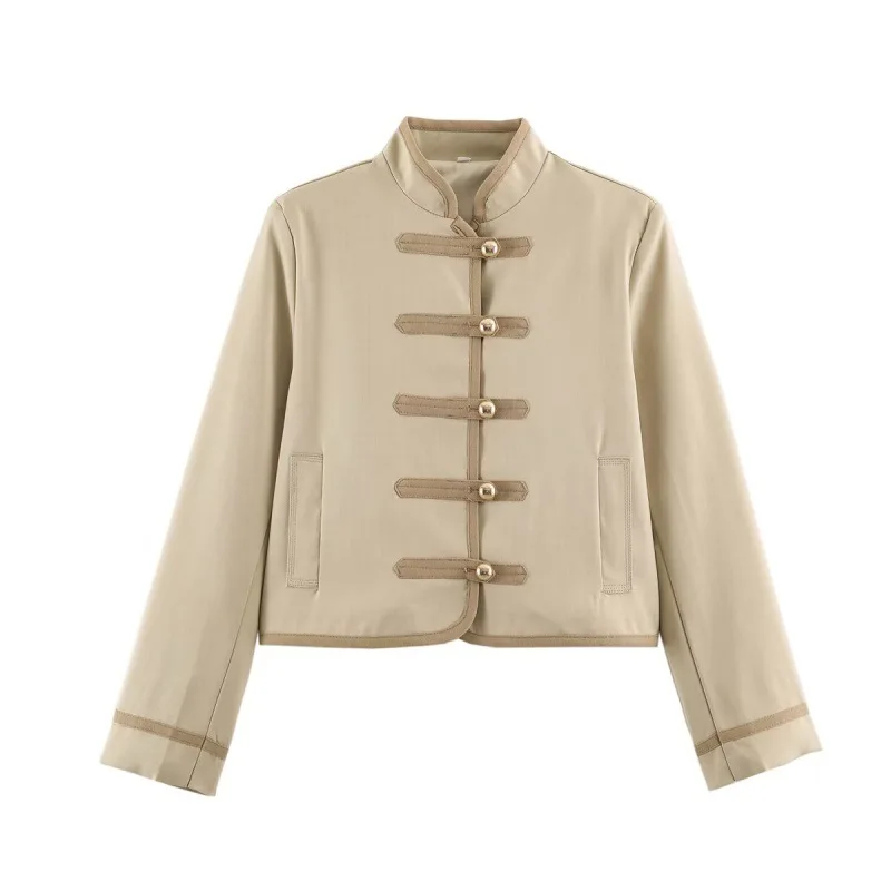 YYAHAHAS Spring Summer New Women's Loose Knot Style Jacket Versatile ZR Trendy Short Outerwear Polyester Fiber Long Sleeve Coat