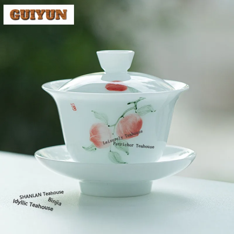 

120 мл ручная роспись персикового гавайского элегантного чайного сустава, бытовая чайная чаша с крышкой, комплект чайника, крышка, миска для чайных принадлежностей, ремесло