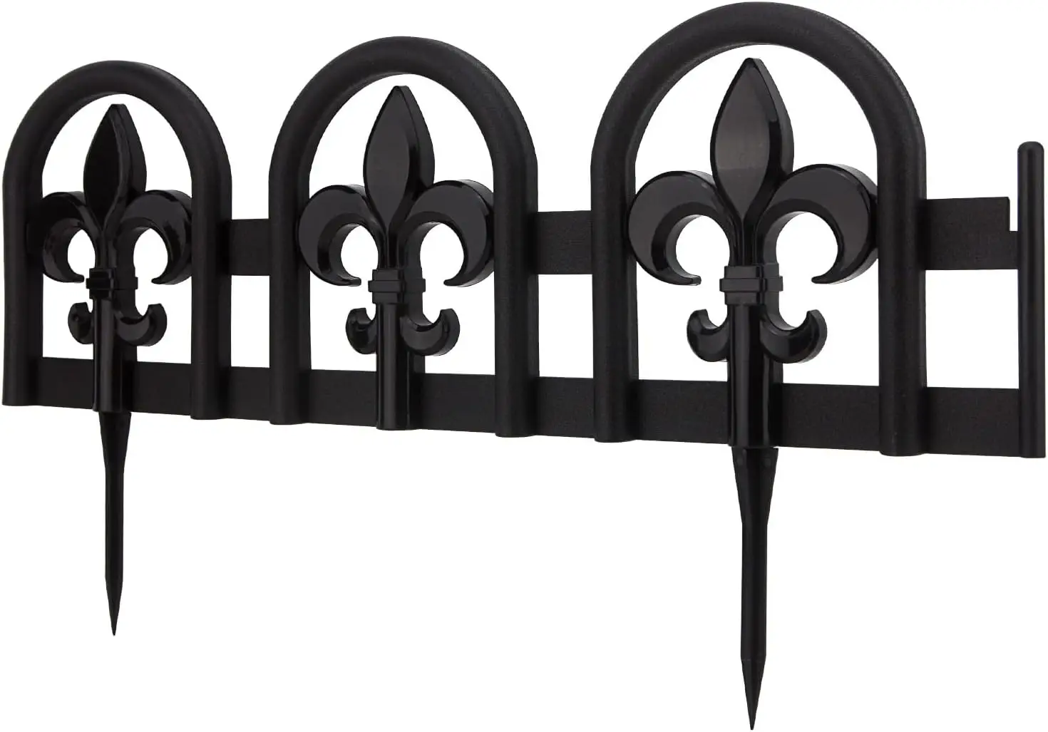 

Black Garden Border Plastic Edging - Wrought Iron Look, 27pcs Yard Fence Liner, 35ft Lawn Edge Barrier Kit for Landscaping