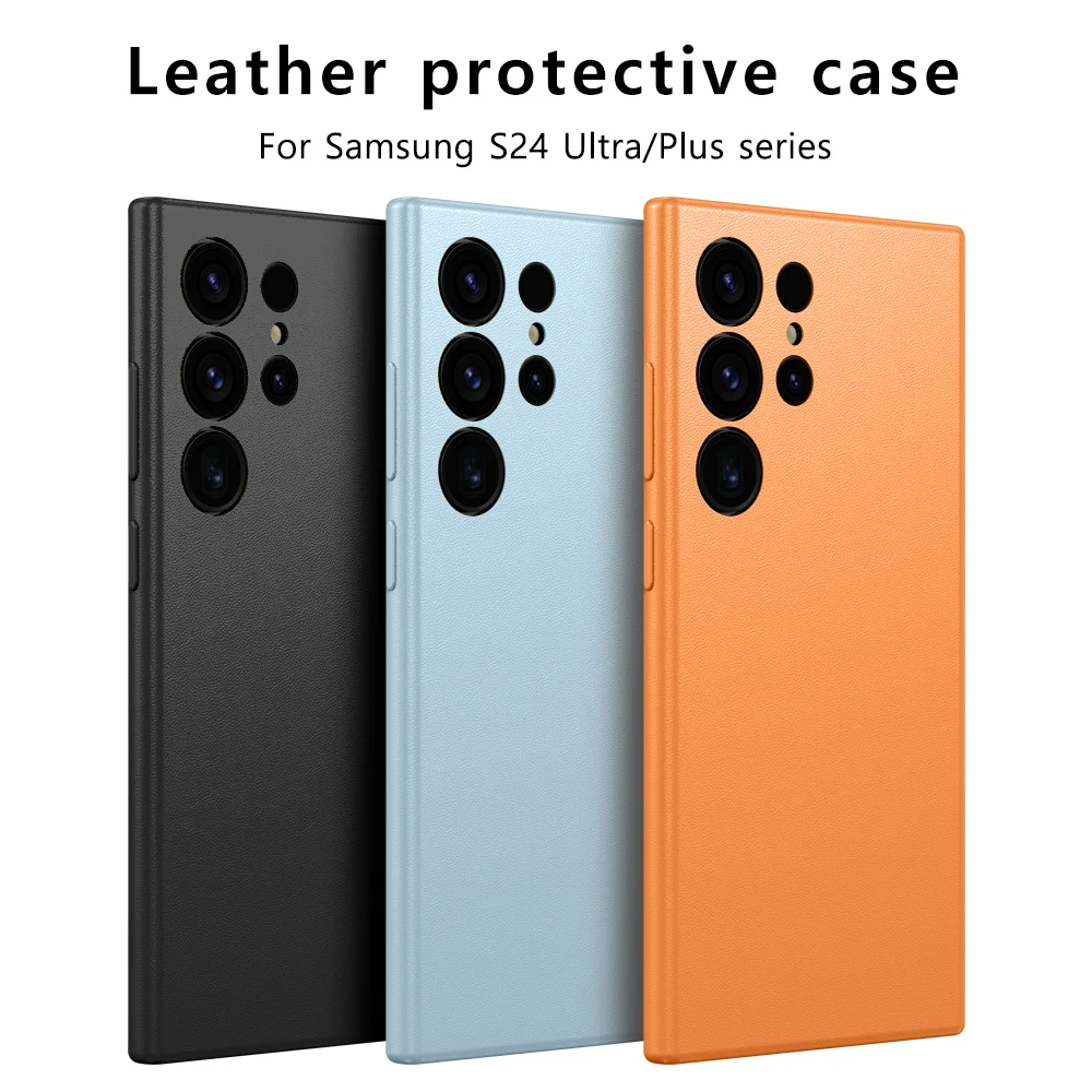 

PU Leather Phone Case for Samsung Galaxy S 24 S24 Ultra S24 Plus S24Ultra 360 Full Protection Solid -colored Back Cover Shell