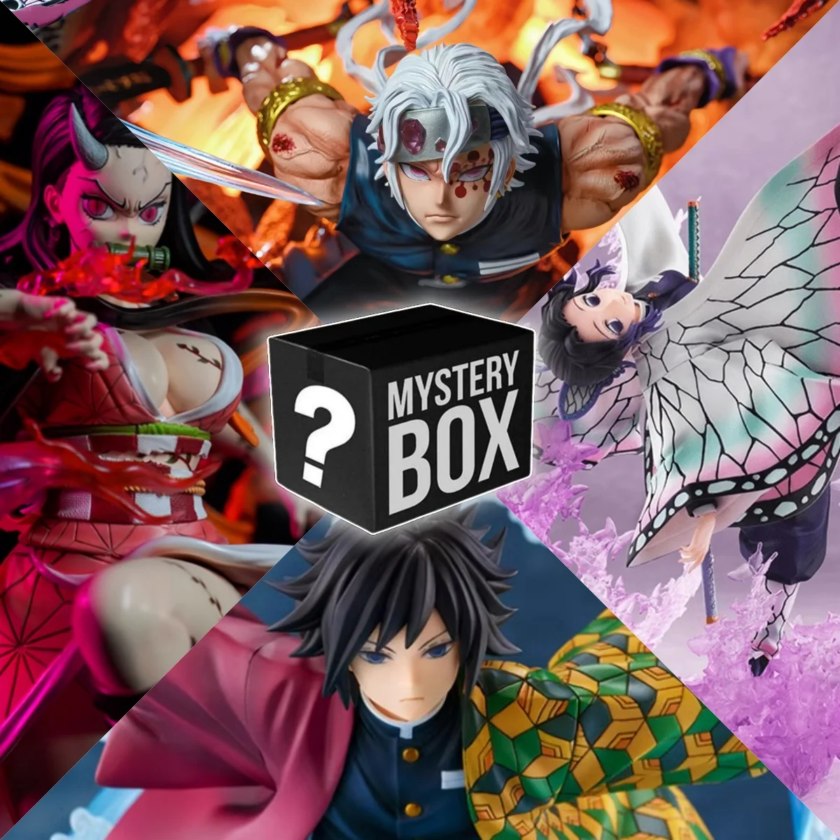 

Demon Slayer Mystery Box 10-30cm Anime Figures Blind Box Kamado Nezuko Tanjirou Hashibira Inosuke Surprise Box Birthday Gift