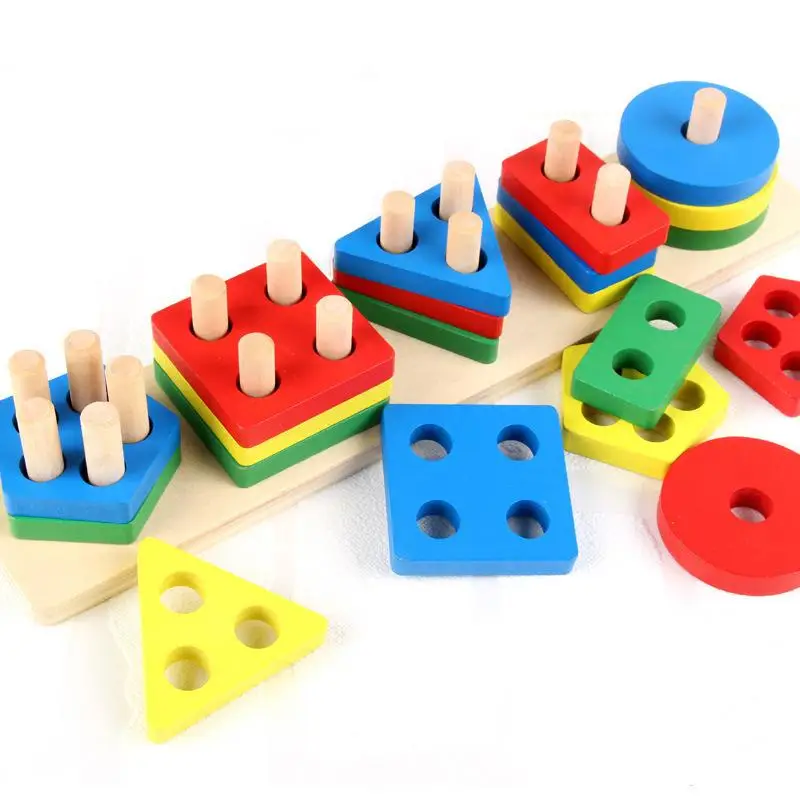 Wooden Shape Sorter Toy, Shape Matching Montessori Toy for Fine Motor Skills & Shape Recognition, Interactive Learning Toy