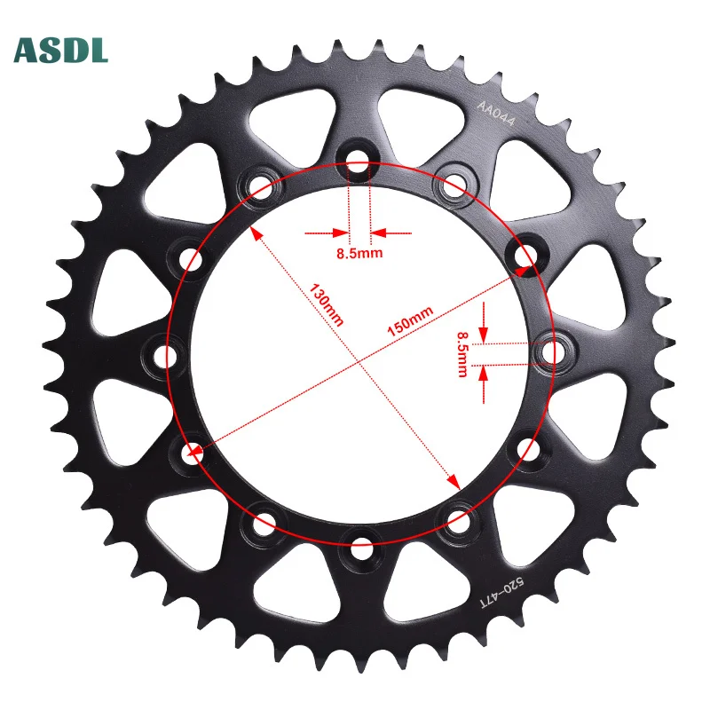 Motorcycle Rear Sprocket 47T Fit For Honda XL250 ME06 XL400 XR200 XR250 82-89 XR500 XR600 For Yamaha WR250 2010-14 WR450 10-2016