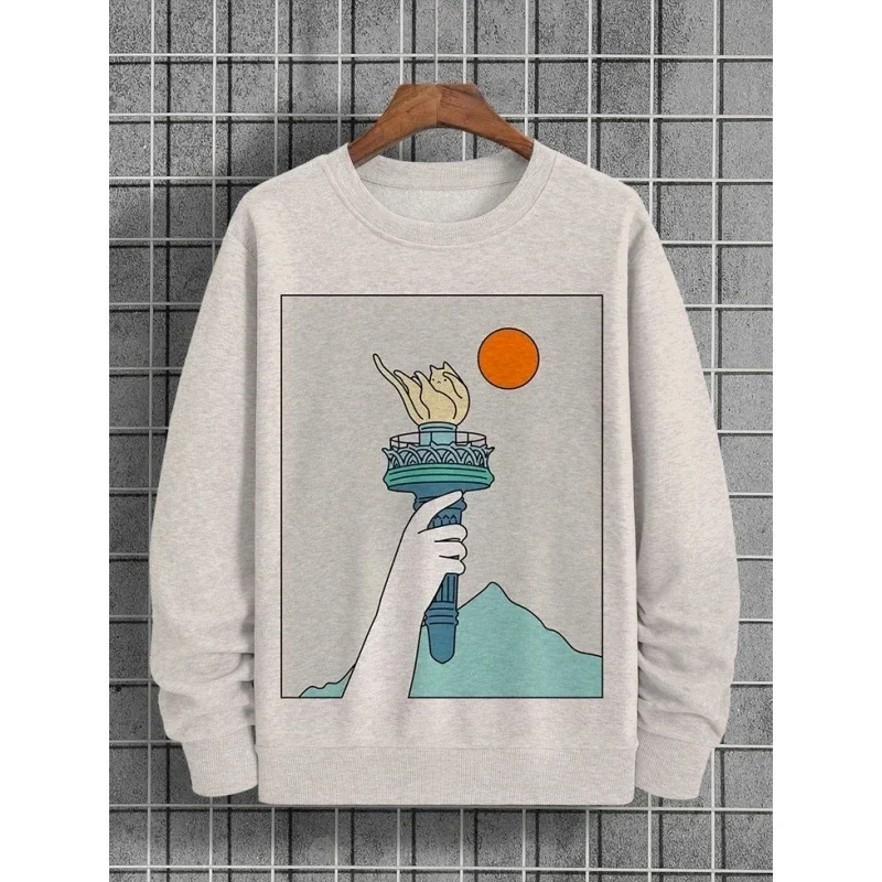 Autumn Men's Sweatshirts Oversized Crew Neck Sweatshirts Fashion Long Sleeve T-Shirts Men's 3D Van Gogh Hoodie Printed Tops