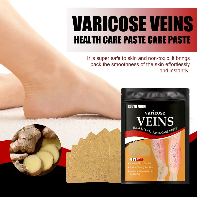 12pcs Vein Care Patch Multipurpose Relieve Foot Varicose Blood Vessel Blockage and Protrusion Cold Compress Vein Care Patch