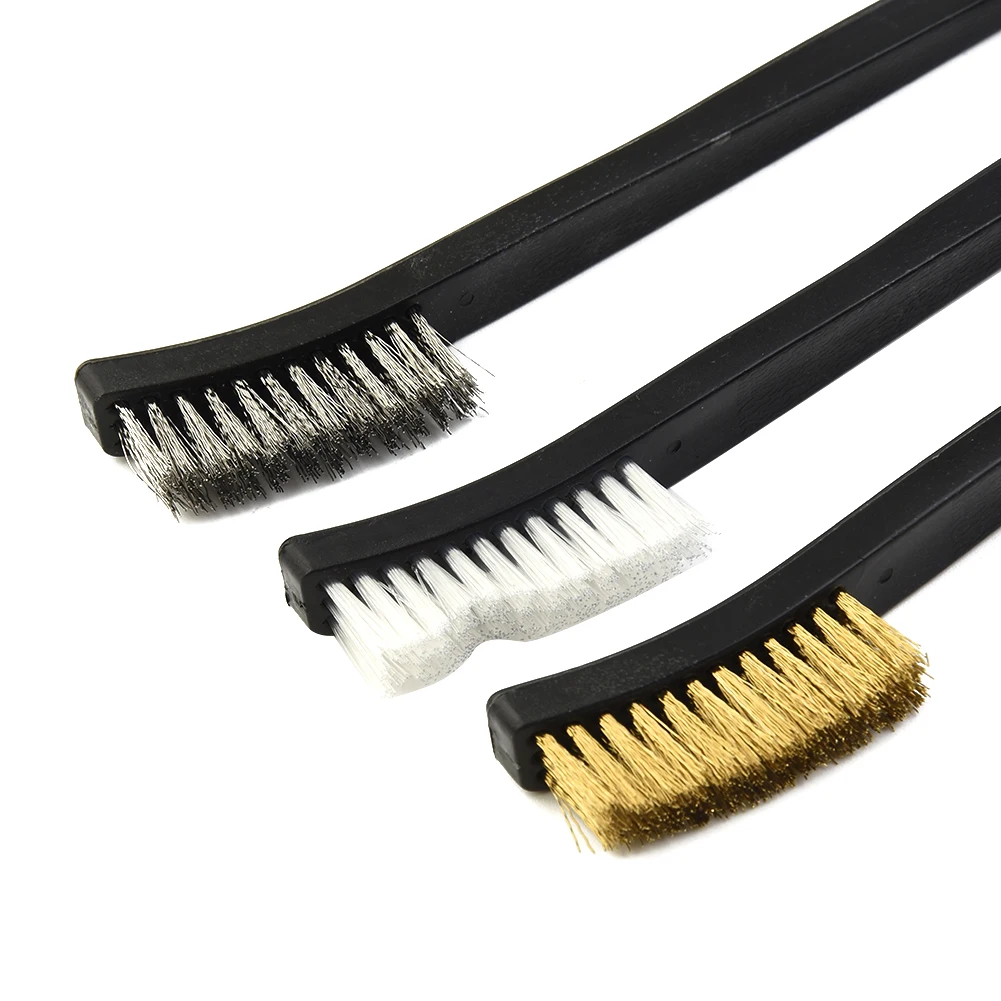 Double Head Stainless Steel Brush Brass Nylon Cleaning Brush Metal Rust Remover Burring Polishing   Tool