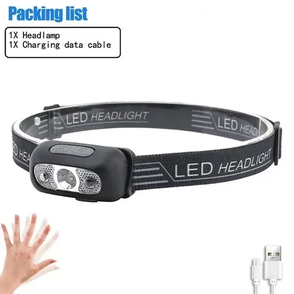 

Mini Portable High Brightness LED Headlamp – Rechargeable Smart Sensor, Super Long Battery Life Outdoor Headlight for Hiking