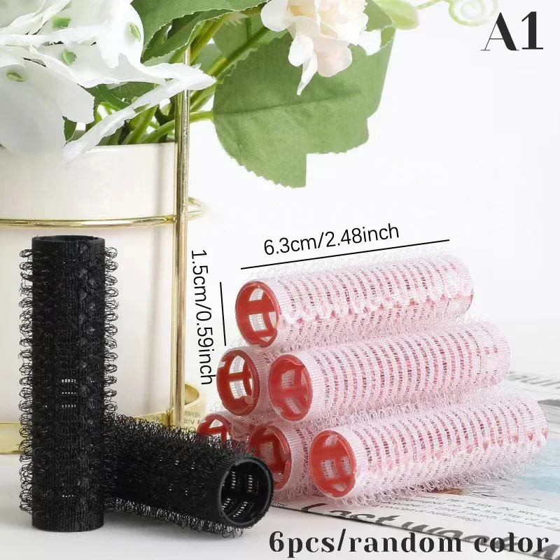 헤어롤 6pcs Hair Rollers Heatless Hair Curlers No Heat Hair Bangs Volume Self-adhesive Hook Curlers DIY Styling Tools & Accessories