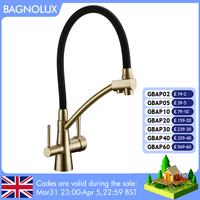 Pull Out Kitchen Faucet Double Handle Single Hole Mixer Tap Hot And Cold With Filter Water Brushed Gold Alba Black