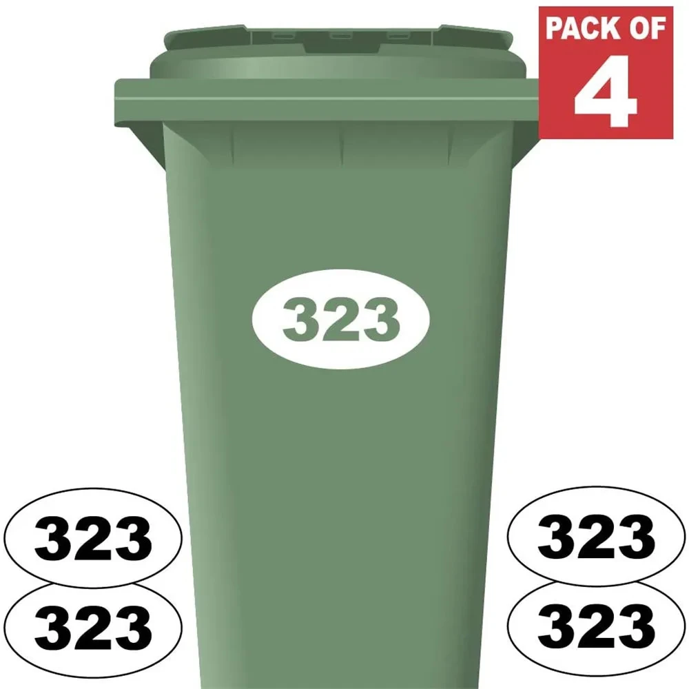 4X Personalised  Wheelie Bin Number Stickers House Number Street Name Style Multiple Colors Customized